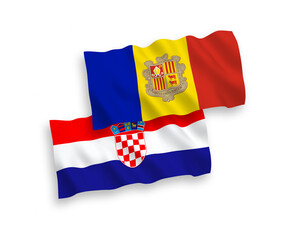 Flags of Andorra and Croatia on a white background