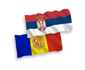 Flags of Andorra and Serbia on a white background