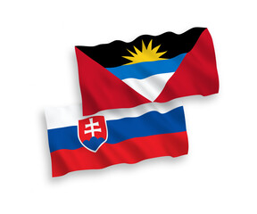 Flags of Slovakia and Antigua and Barbuda on a white background