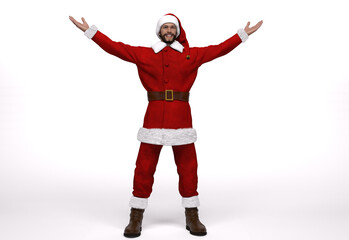 3D Render : the portrait of Santa Claus Character standing with white background