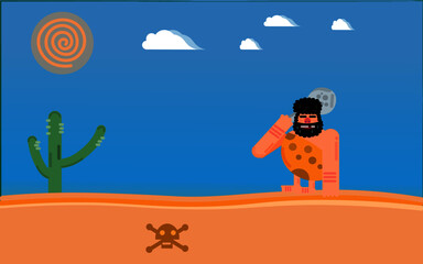 Ancient Cave Man in Desert