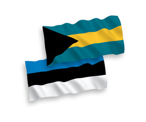 Flags of Commonwealth of The Bahamas and Estonia on a white background