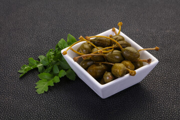 Pickled Capersberries in the bowl