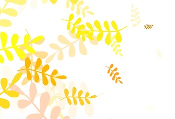 Light Orange vector abstract backdrop with leaves.