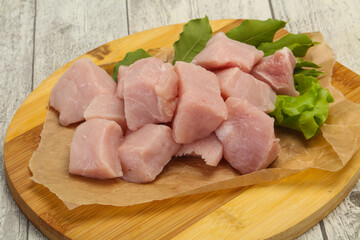 Raw fresh pork meat cube