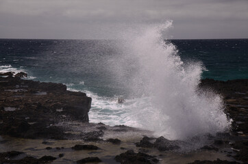 North west coast of Gran Canaria, Canary Islands, Puerto de las Nieves area, flying sea foam
