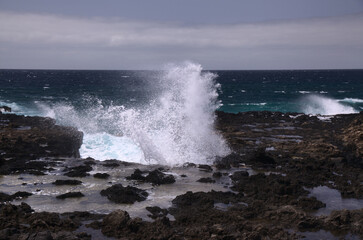North west coast of Gran Canaria, Canary Islands, Puerto de las Nieves area, flying sea foam