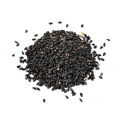  Heap of black roasted sesame seeds close up