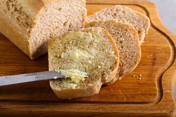 Whole grain homemade loaf of bread
