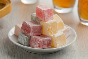 Turkish delight with a variation of taste