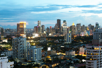 Fototapeta na wymiar Bangkok Cityscape, Business district with high building at dusk