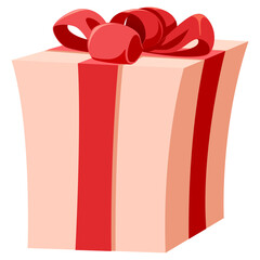 Red gift box decoration illustration, Clip art. Isolated on white background. Decoration, Sticker and pattern. For parties, celebrations, and festivals.