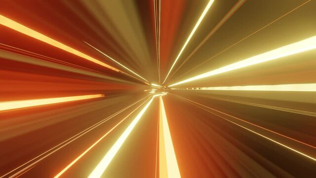 4k looped abstract high-tech tunnel with neon lights, camera flies through tunnel, neon lights flicker. Sci-fi red orange background in the style of cyberpunk or high-tech future. 9
