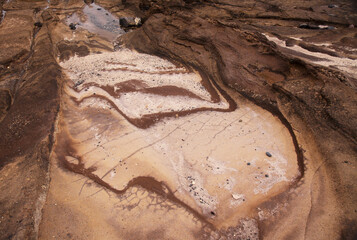 Gran Canaria, Textures of rocks at El Confital beach on the edge of Las Palmas