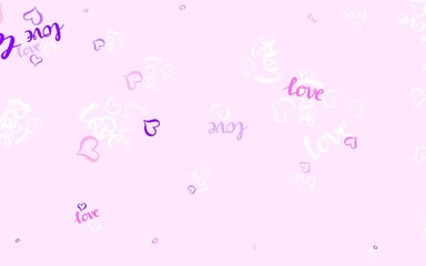Light Pink, Yellow vector pattern with colorful hearts.