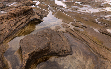Gran Canaria, Textures of rocks at El Confital beach on the edge of Las Palmas