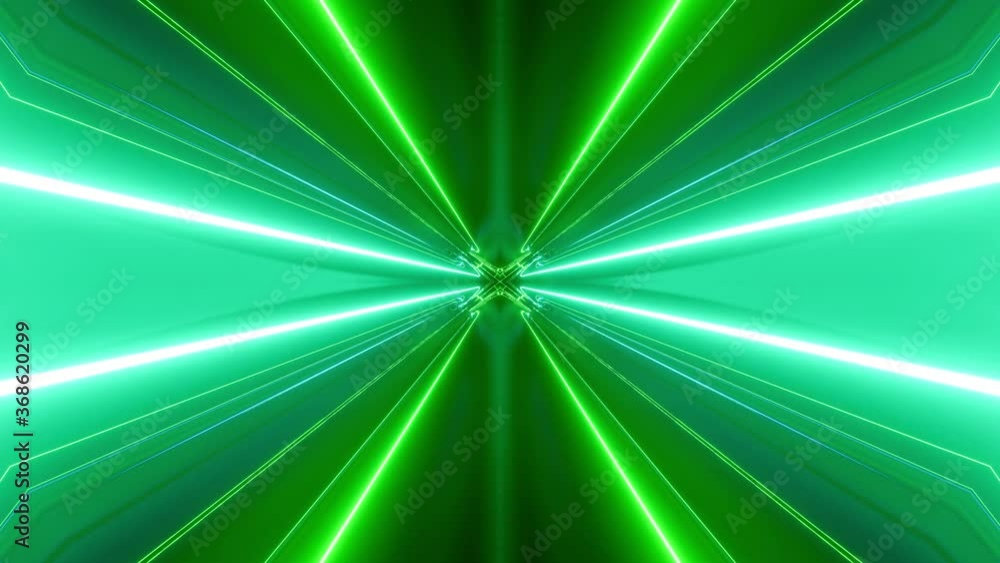 Poster sci-fi tunnel transformer with neon lights. 4k looped abstract high-tech tunnel. camera flies throug