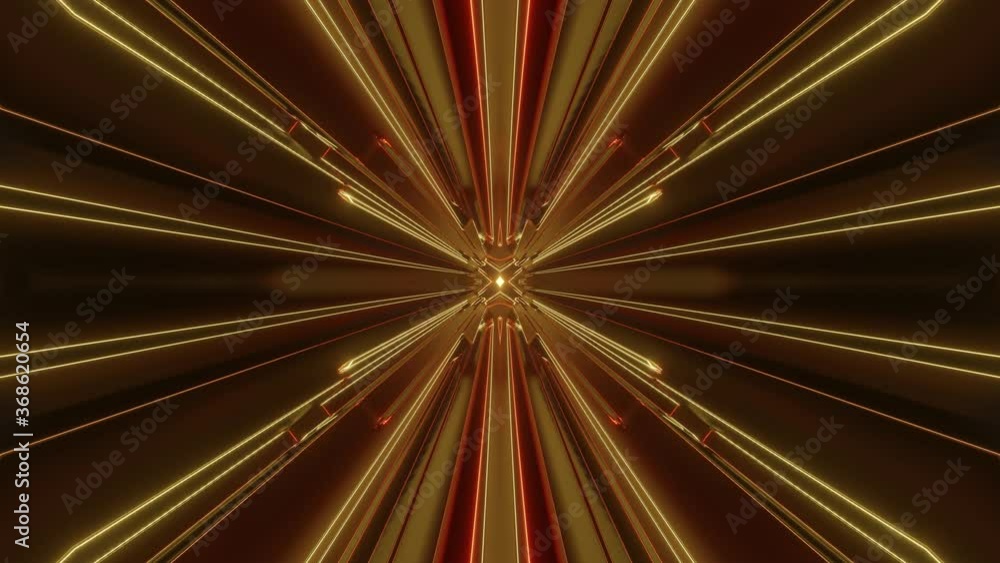 Poster sci-fi tunnel transformer with neon lights. 4k looped abstract high-tech tunnel. camera flies throug