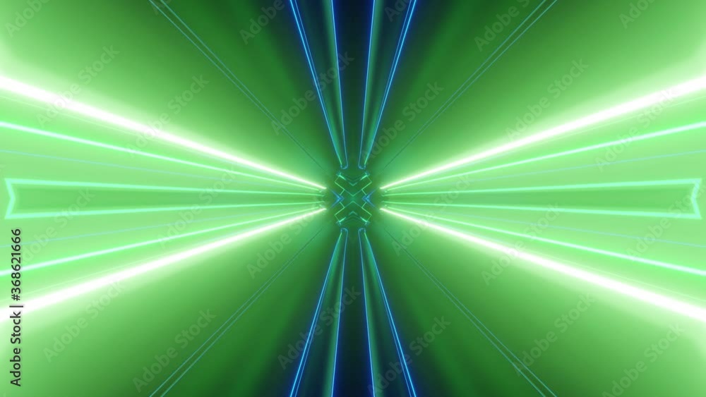 Poster sci-fi tunnel transformer with neon lights. 4k looped abstract high-tech tunnel. camera flies throug