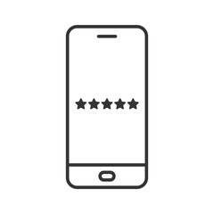 Feedback concept. Vector smartphone icon with rating stars.