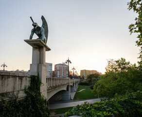 Bridge Angel Custodio in Valencia city gargoyle sculpture