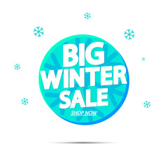 Big Winter Sale banner design template, discount tag, vector illustration