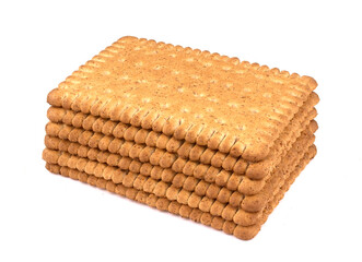 Tasty biscuits with bran on a white background