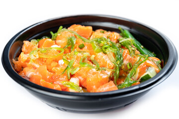 Salmon rice box convenience delivery.