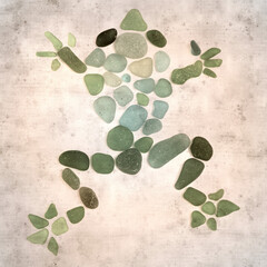 textured stylish old paper background, square, with seaglass frog