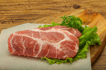Raw pork meat neck steack