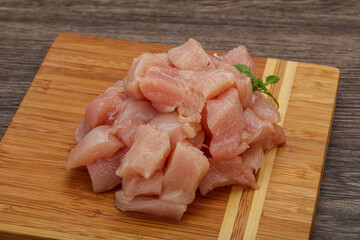 Raw diced chicken for cooking