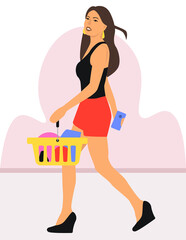 Girl with shopping basket