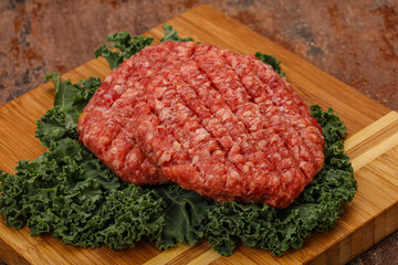 Raw beef burger cutlet for cooking