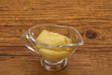 Dijon mustard sauce in the bowl