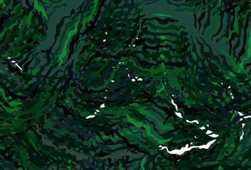 Dark Green vector texture with bent lines.