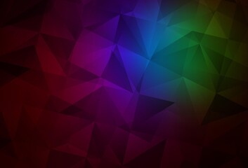 Dark Multicolor vector shining triangular backdrop.