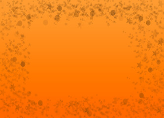 Bokeh & Snow Flakes Design Frame On Modern Orange Background Template-For Banner, Poster, Card & Photo Frame