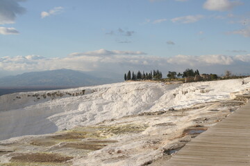 Limestone terraces at Pamukkale, near Denizli, Turkey