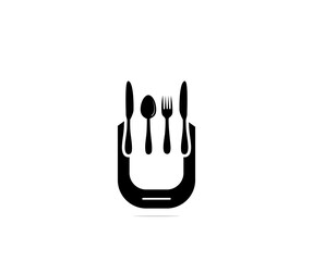 Eating application logo design silhouette