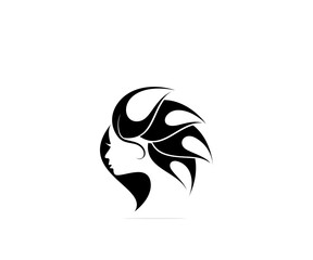 Girl beauty salon spa logo design silhouette