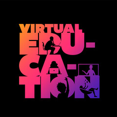 Virtual education concept typographic design