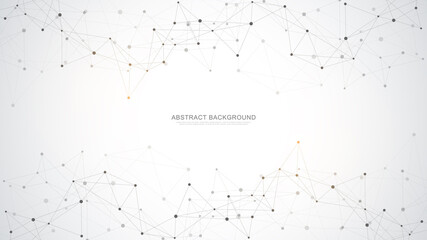 Abstract polygonal background with connecting dots and lines. Global network connection, digital technology and communication concept.