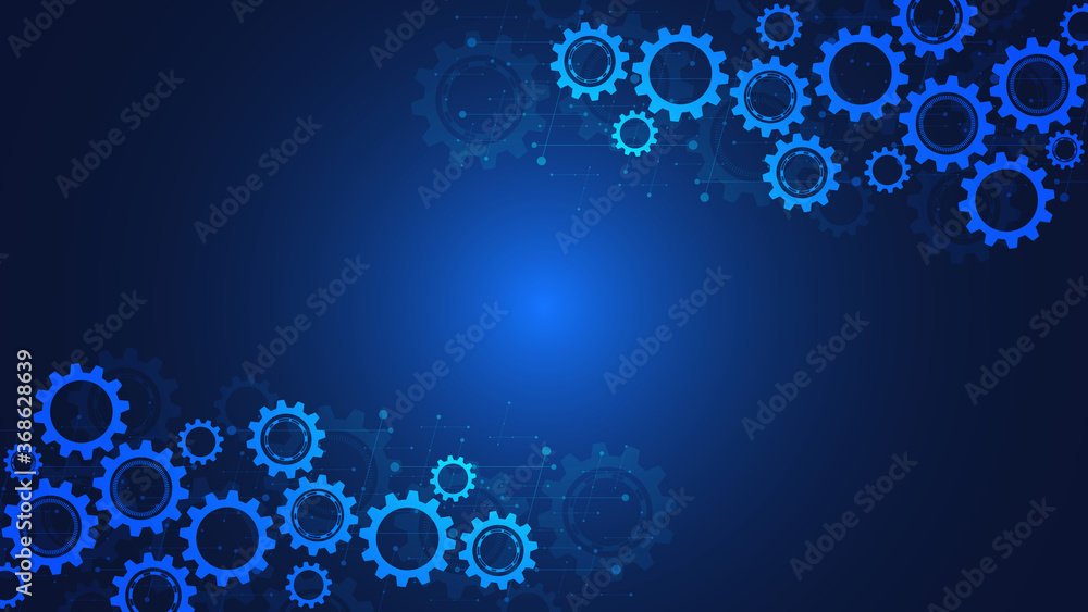Poster cogs and gear wheel mechanisms. hi-tech digital technology and engineering. abstract technical backg