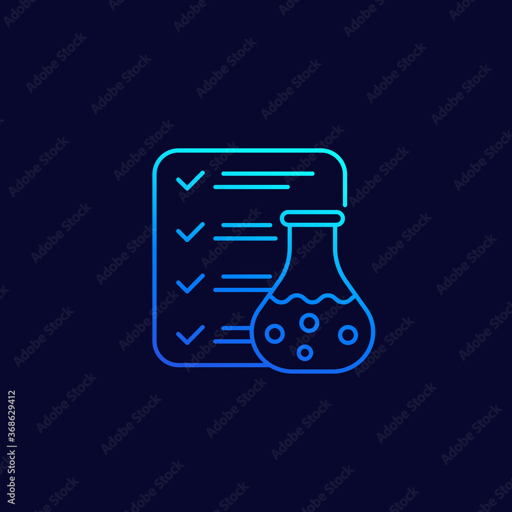 Poster lab test results line vector icon