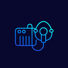 nebulizer, inhaler with mask line vector icon