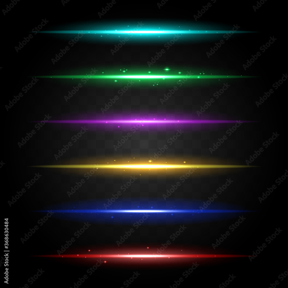 Poster vector set of neon light linear effect