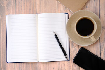 cup of coffee and notebook
