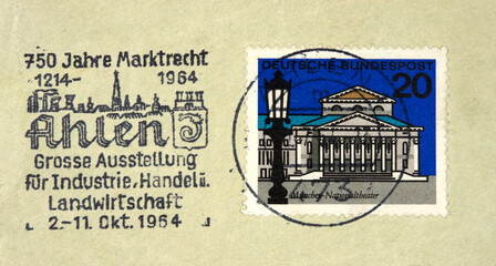 Briefmarke stamp gestempelt used vintage retro alt old brief post letter mail Ahlen Slogan Werbung...