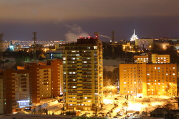 Fototapeta premium night city lights shooting from above