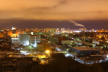 Naklejka premium night city lights shooting from above